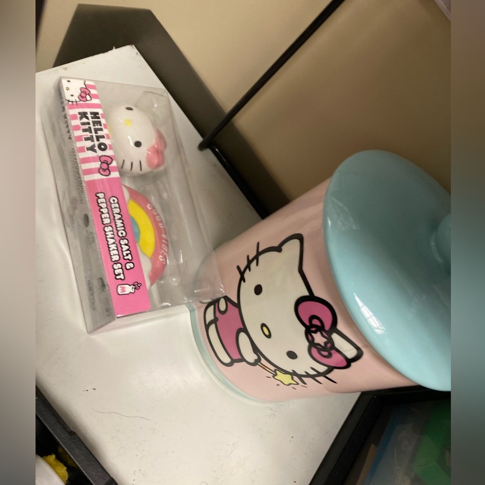 Hello Kitty Cookie Jar and Salt and Pepper Shaker Set